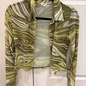 Garage Olive Swirl Button Down Shirt
